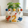 Custom Embroidered Number Birthday Crown: T-Rex & Triceratops Party Hat, Jurassic Theme First Birthday Keepsake
