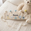 Personalized Sweet Celebration Birthday Crown: Hot Air Balloon & Cake Linen Hat, Custom Baby Keepsake