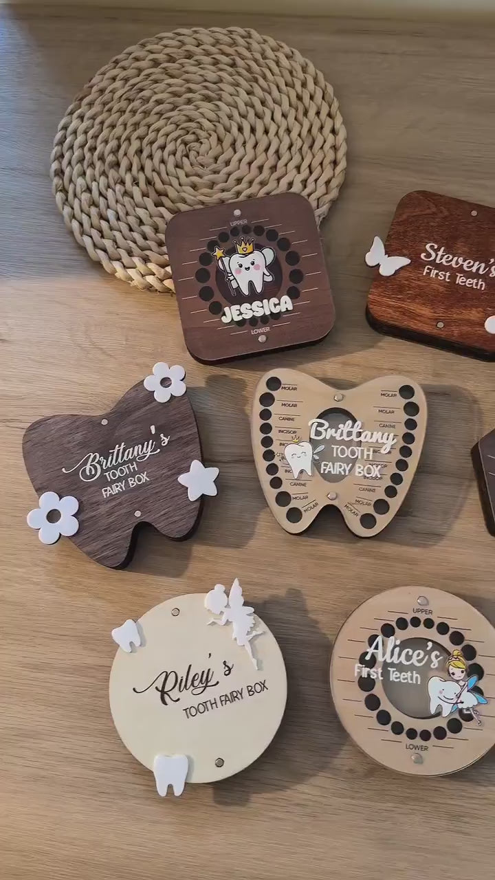 Translation missing: en.Personalized Baby First Tooth and Hair Keepsake Box, Engraved Wooden Memory Box